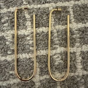 Jennifer Fisher Brass “Reba” U-Shaped Long Hoop Earrings